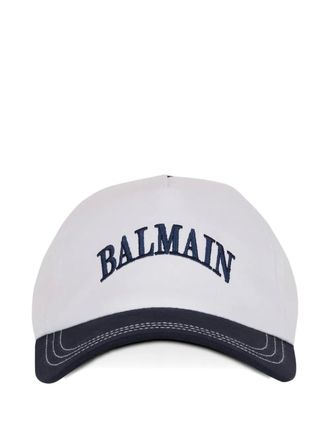 Balmain embroidered cotton cap - White