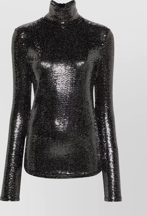 Isabel Marant shiny sequin-embellished high-neck long-sleeve top