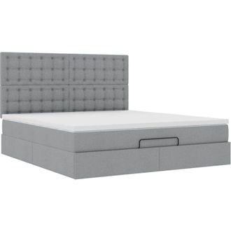 vidaXL Vidaxl - Estructura De Cama Otomana Colch&oacute;n Tela Gris Claro 180x200cm