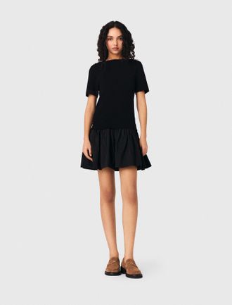 Maje Short Knit And Taffeta Dress - Black - Maje