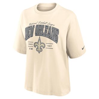 Nike New Orleans Saints Vintage Mod Boxy Nike Womens NFL T-Shirt in White | 01CM15A7W-U9E
