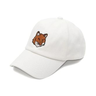 Maison Kitsun&eacute; Fox Head Cap - Heren - Petten - Wit - ONE Size - Katoen - Accessoires
