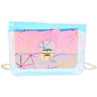 Supvox Mini Jelly Shoulder Bag for Women, Laser Pink Crossbody Handbag Adjustable Chain Strap, Small Fashion Purse for Daily and Travel Use