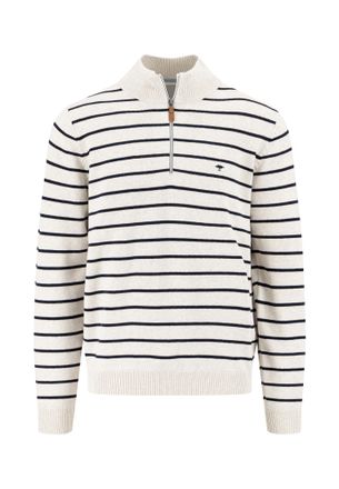 Fynch-Hatton Troyer FYNCH-HATTON, Herren, Gr. 4XL, weiss (new sanftes wei&szlig;), Strick, Obermaterial: 100% Baumwolle, gestreift, regular fit taillenbedeckt, Rippb&uuml;ndc