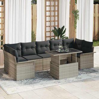 vidaXL Vidaxl - Set Divano Da Giardino 8 Pcs Grigio Chiaro Poly Rattan
