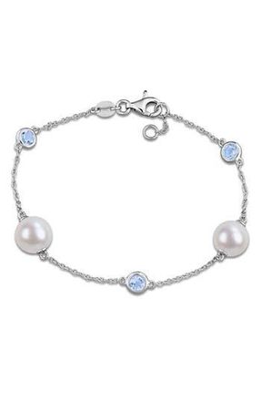 Delmar 8.5-9mm Cultured Freshwater Pearl & Stone Station Bracelet in Blue at Nordstrom Rack