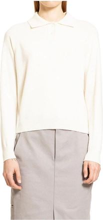 Maison Margiela Tops, Dames, Wit, L, Wol, Off-White Wol Gebreide Polo Shirt