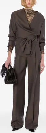 Alberta Ferretti Womens Suit Brown Wool Dress