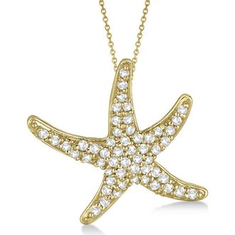 Allurez Natural Diamond Starfish Pendant Necklace 14k in Yellow Gold at Nordstrom, Size 18