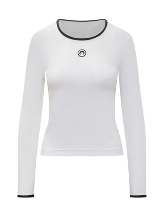 Marine Serre Marine Serre Cotton Top With Embroidered Logo