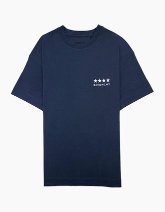 Givenchy Mens Givenchy 4g Stars Logo T Shirt Deep Blue 402 - Navy - Size: 44
