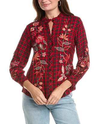 Johnny Was Petite Ruffle Collar Blouse