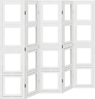 vidaXL Room Divider 5 Panels White Solid Wood Paulownia Vidaxl