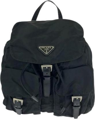 Prada Pre-owned Backpacks, female, Black, Size: ONE SIZE Pre-owned Tessuto Nylon Backpack
