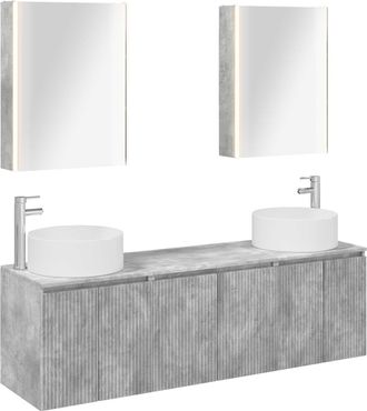 vidaXL Juego De Muebles De Ba&ntilde;o 5 Uds. Gris Hormig&oacute;n Vidaxl
