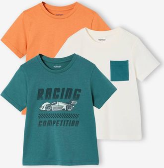 Vertbaudet 3er-Pack T-Shirts Jungen, Recycling-Baumwolle BASIC petrol