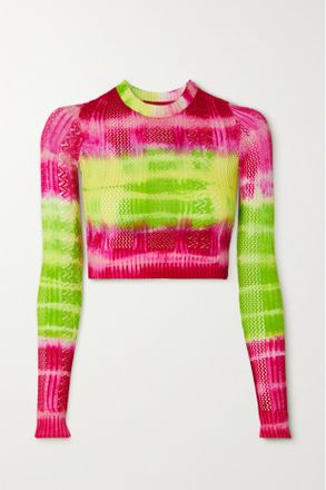 AGR Tie-dyed Pointelle-knit Top - Verde