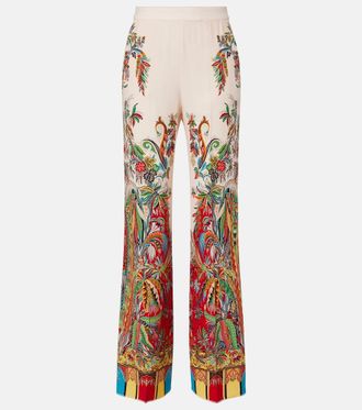 Etro Pantalones palazzo de seda estampados