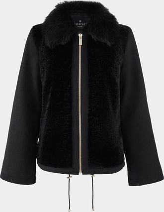 Gorski Wool Jacket with Shearling Front and Collar