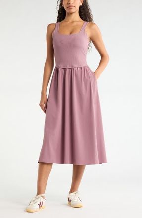 Zella Effortless Sleeveless Midi Dress in Purple Shake at Nordstrom, Size X-Small