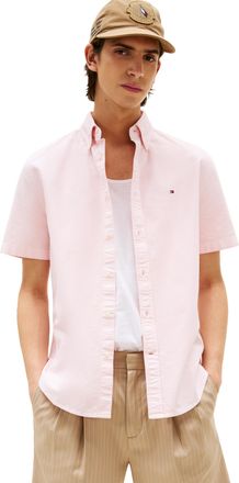 Tommy Hilfiger Short Sleeve Oxford Regular Fit, Mens Button Down Shirts, Pink Lily, XL