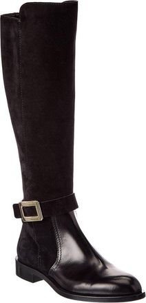 Roger Vivier Suede & Leather Knee-High Boot