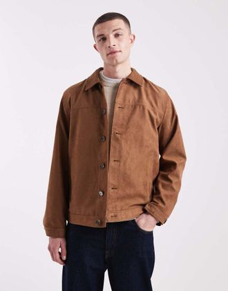 Jack & Jones Giacca in pelle sintetica scamosciata marrone