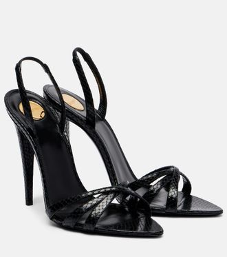 Saint Laurent Kate 110 croc-effect leather slingback sandals