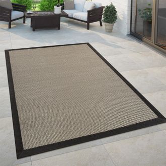 Paco Home Paco Home Alfombra De Tejido Plano Interior Y Exterior Moderno Aspecto Natural Monocolor Marr&oacute;n 280x380 Cm