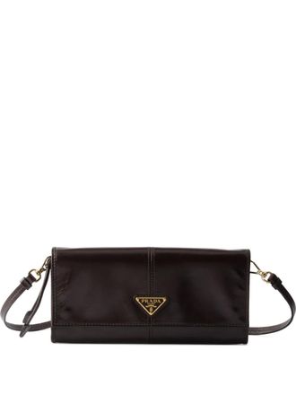 Prada logo leather wallet - Brown