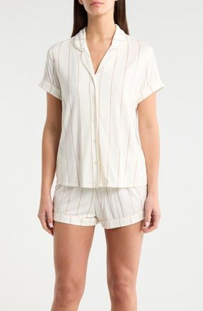 Nordstrom Moonlight Eco Short Pajamas in Ivory- Tan Calm Pinstripe at Nordstrom, Size X-Small