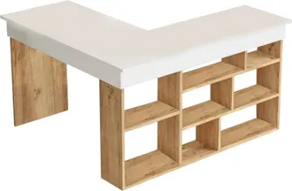 VENTE-UNIQUE.COM Escritorio con estantes decor pino y blanco L180 cm