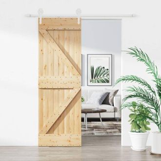 vidaXL Puerta Corredera Con Herrajes Madera Maciza De Pino 70x210 Cm Vidaxl