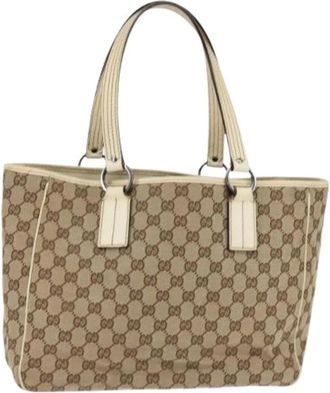 Gucci Pre-owned Vintage Canvas Tote Bag - Dames - Vintage Shopper - Beige - ONE Size - Vintage