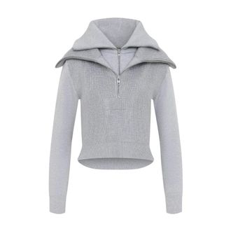 Balenciaga Dubbele Kraag Camionneur Trui - Dames - Truien - Grijs - Maat: S Wol