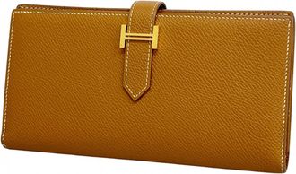 Herm&egrave;s Gold Epsom Leather Long Wallet (Bi-Fold) (Pre-Owned)