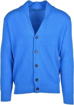 KANGRA Light Blue Merino Wool Button Cardigan