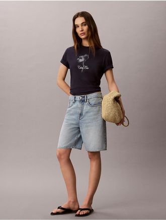 Calvin Klein Jeans Calvin Klein Womens Floral Graphic Classic Tee - Navy - XL