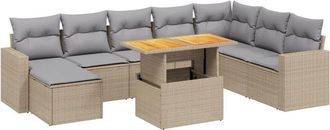 vidaXL Set De Sof&aacute;s De Jard&iacute;n 9 Pzas Con Cojines Rat&aacute;n Sint&eacute;tico Beige Vidaxl