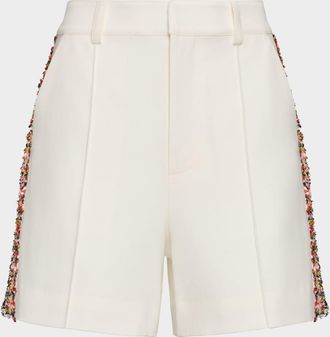 Cinq &agrave; Sept Lynn Tweed-Embellished Crepe Shorts