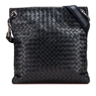 Bottega Veneta Pre-owned Woven Leather Crossbody Bag - Dames - Pre-owned - Zwart - Maat: ONE Size Leer