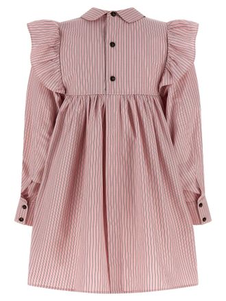 Ganni Striped Oxford Cotton Dress - Pink