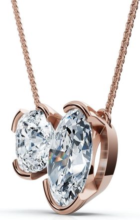 Pompeii3 2Ct Cushion and Oval Toi et Moi Diamond Pendant 14k Gold or Pt Lab Grown