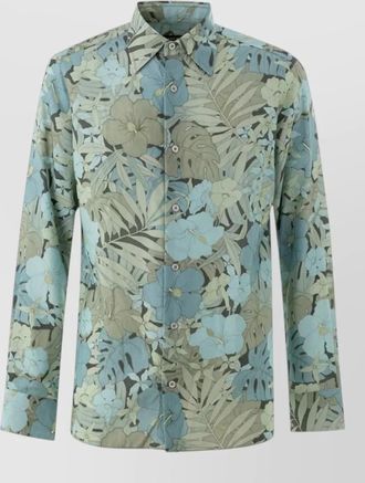 Tom Ford lyocell floral-print long-sleeve shirt