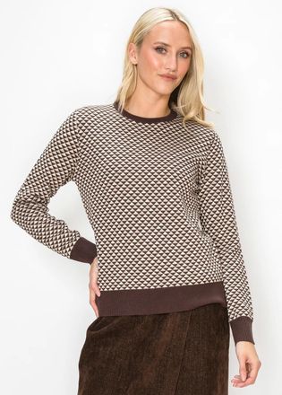 YAL New York Brown Geometric Print Sweater