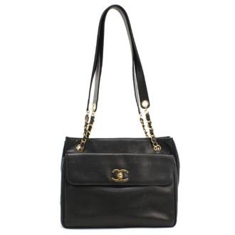 Chanel Black Grained Calfskin Tote Bag (Pre-Owned)
