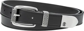 Roberto Cavalli Mens Black Leather Gange Adjustable Belt, Size 110 cm