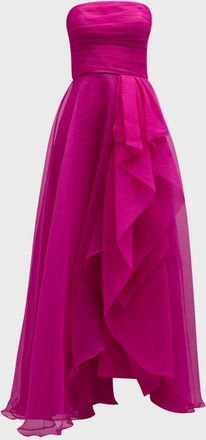 Theia Teresa Draped Strapless Gown