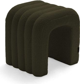DRAWER Taburete acolchado de tela rizada- Caqui verde