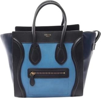 Celine Pre-owned Luggage Micro Shopper Leather Tote Bag - Dames - Vintage Handtas - Blauw - ONE Size - Leer - Vintage